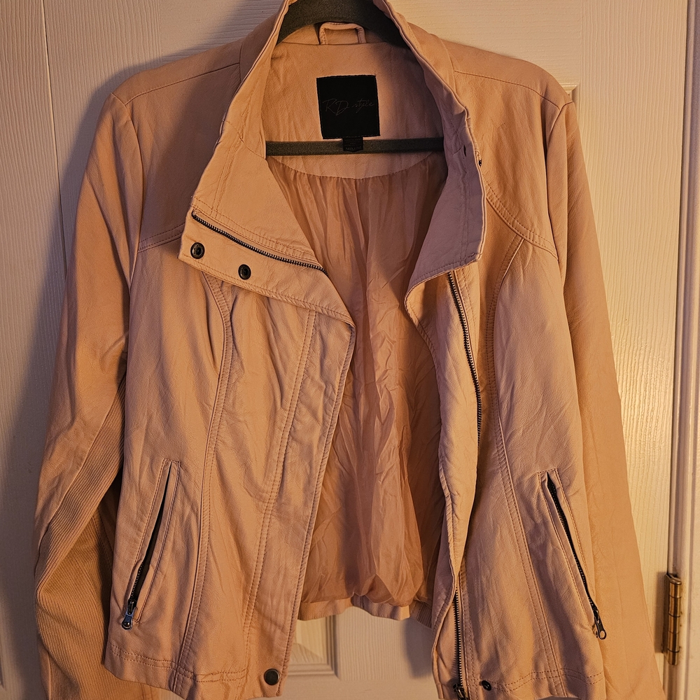 Women's Mauve-Pink Vegan Leather Jacket